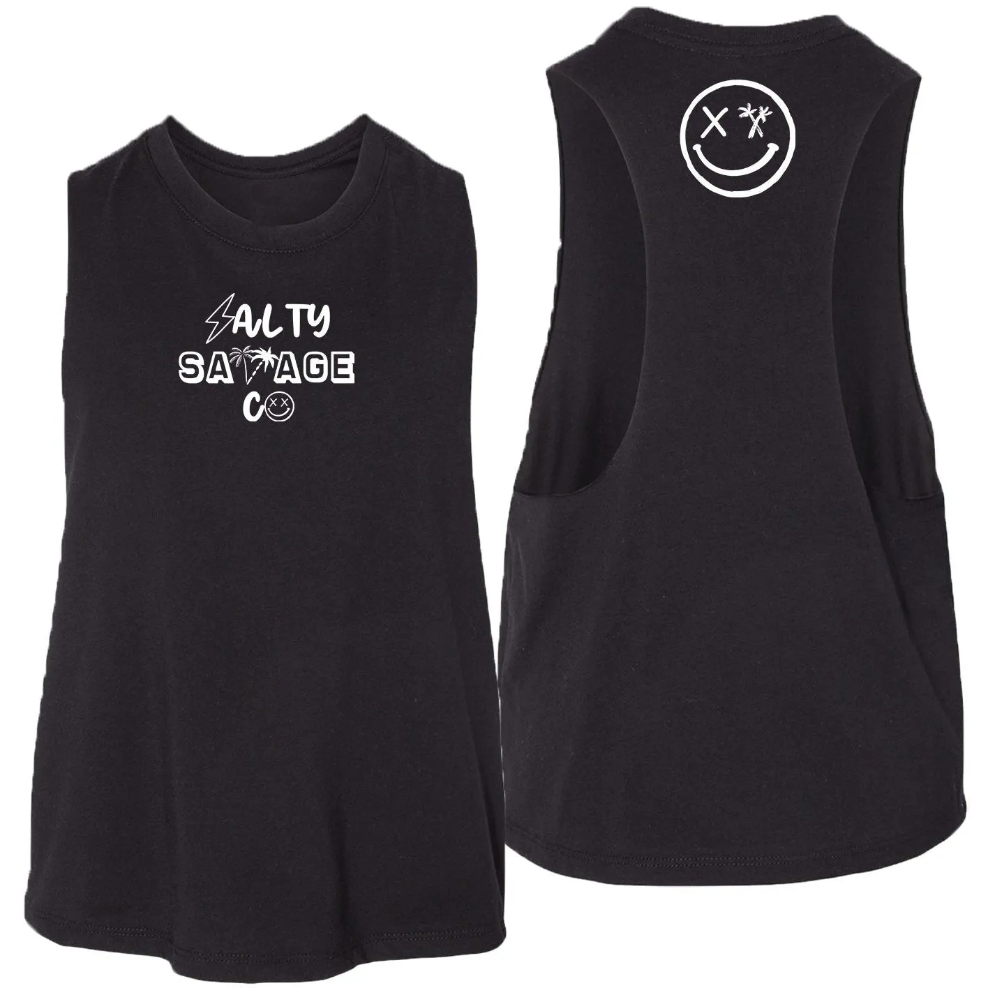 Ladies "Salty Savage 90's Logo" Flowy Crop Tank | Micro