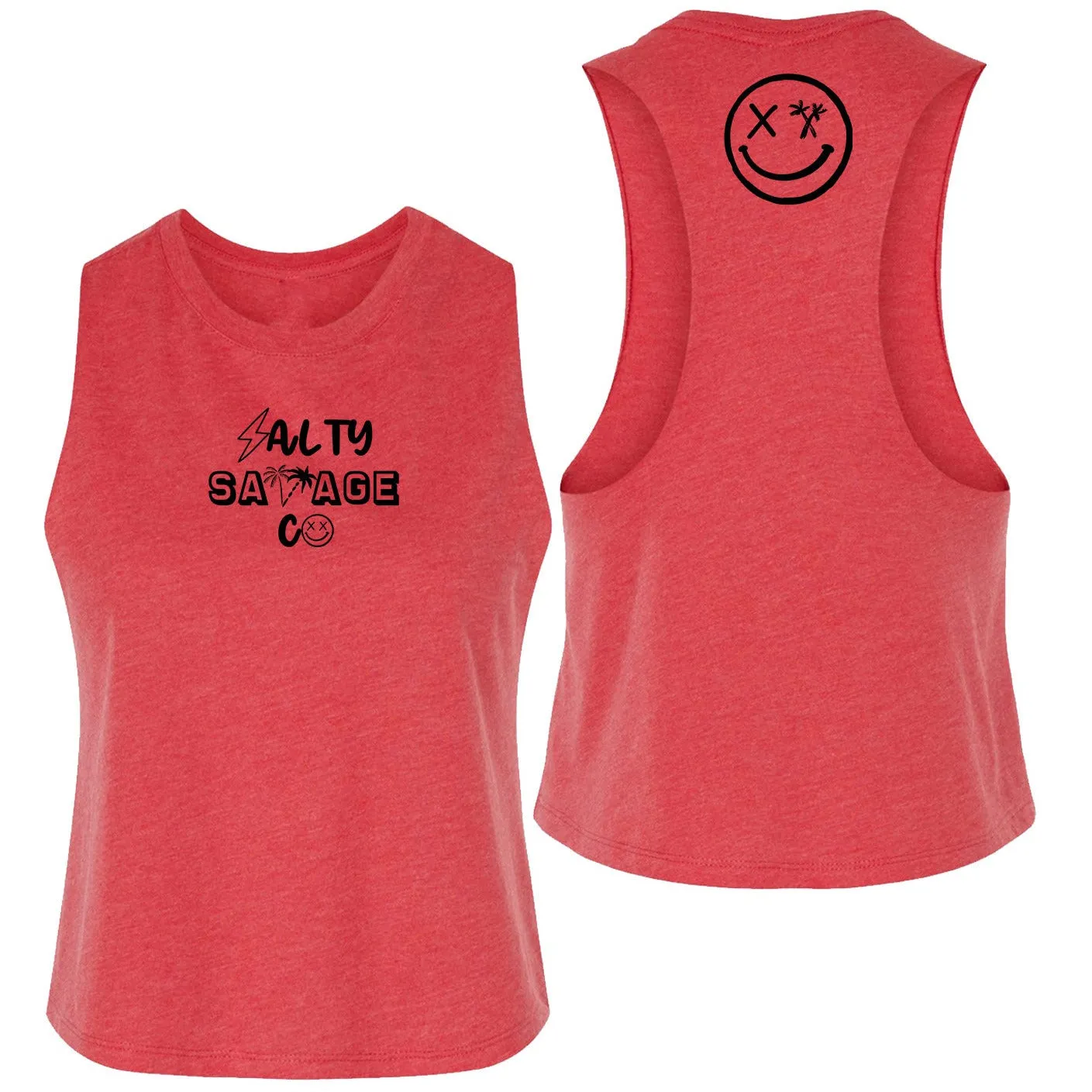 Ladies "Salty Savage 90's Logo" Flowy Crop Tank | Micro