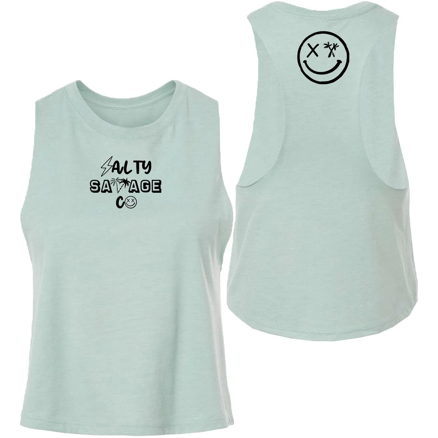 Ladies "Salty Savage 90's Logo" Flowy Crop Tank | Micro