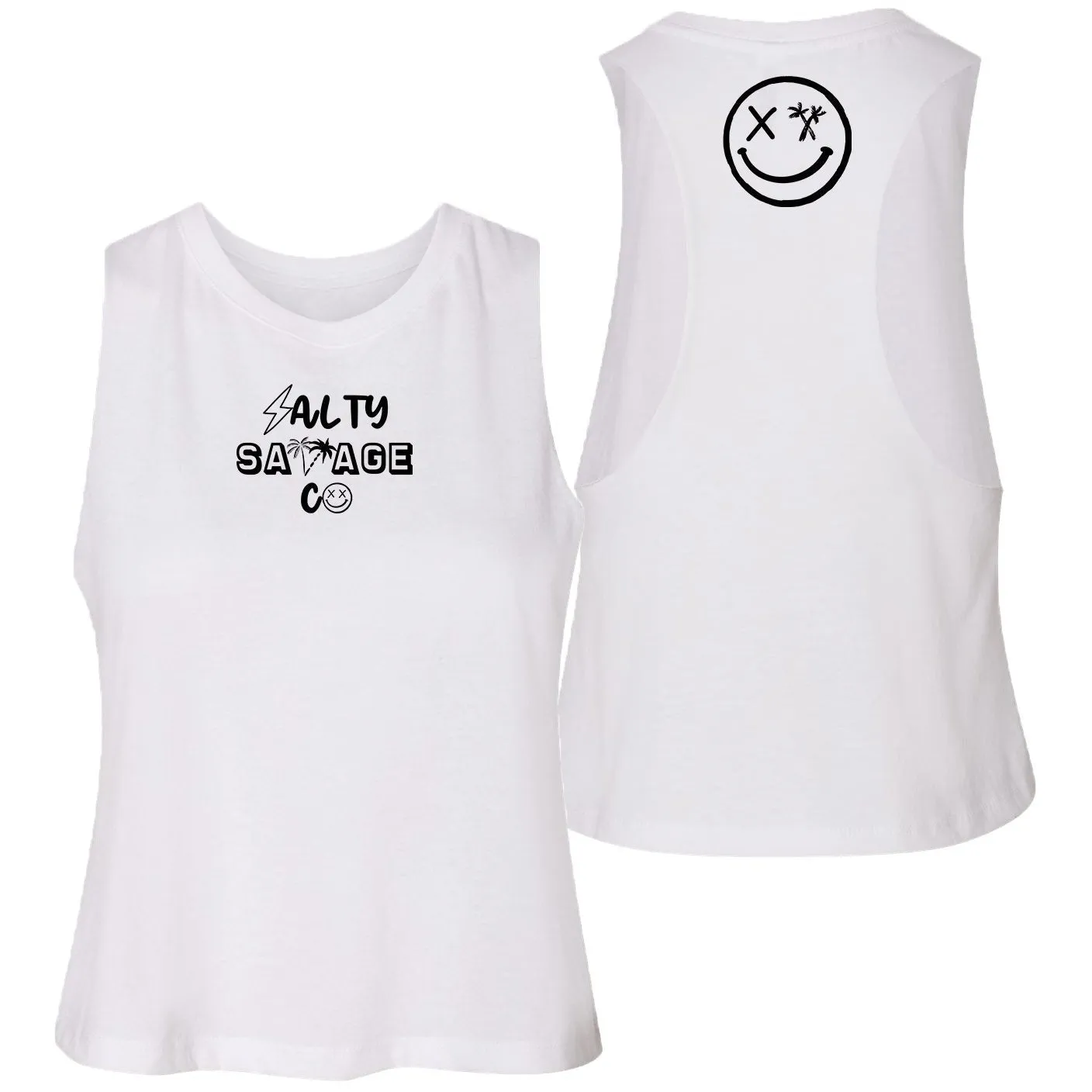 Ladies "Salty Savage 90's Logo" Flowy Crop Tank | Micro