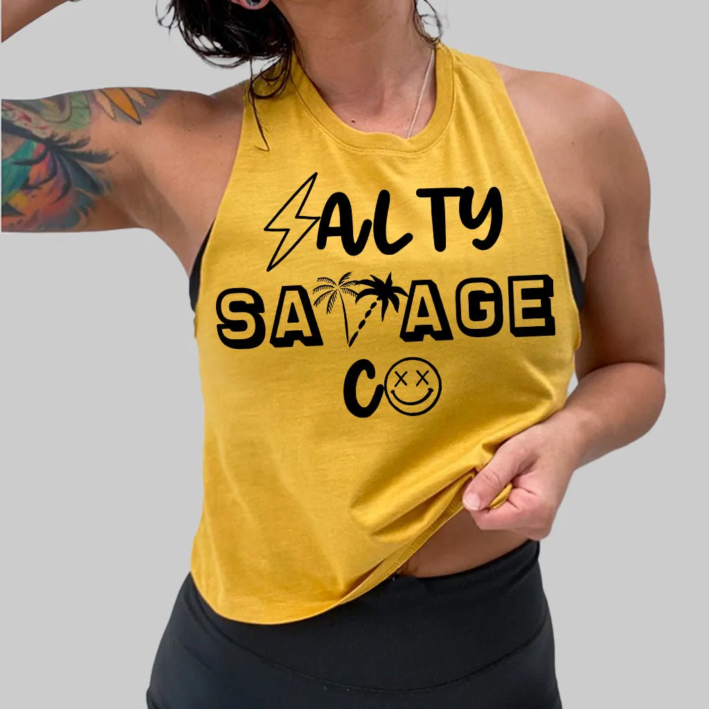 Ladies "Salty Savage 90's Logo" Flowy Crop Tank