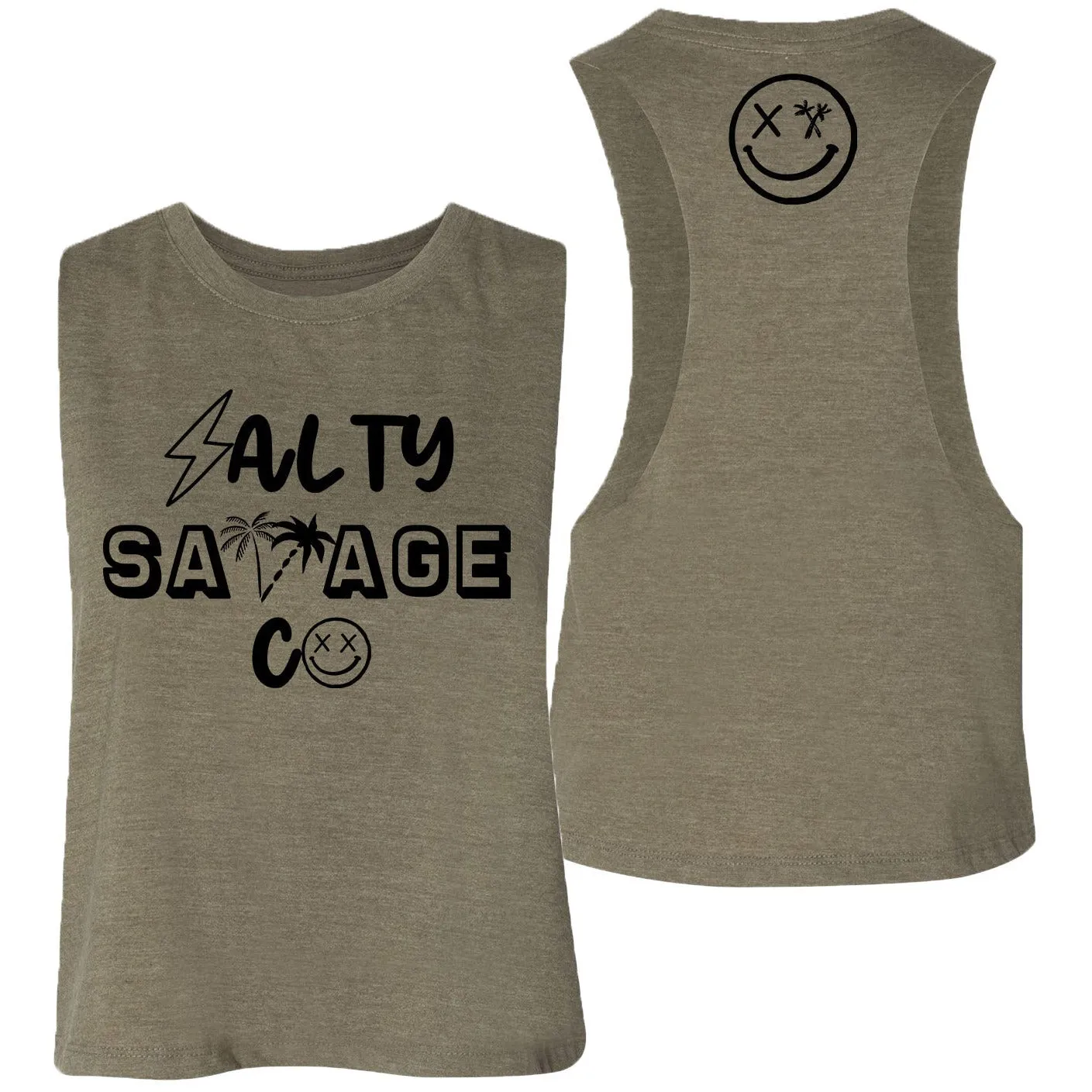 Ladies "Salty Savage 90's Logo" Flowy Crop Tank