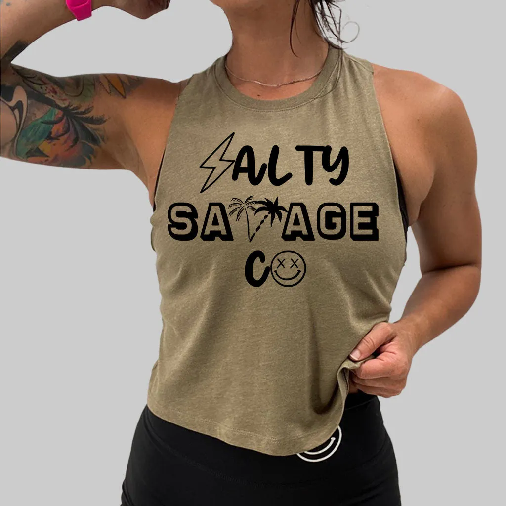 Ladies "Salty Savage 90's Logo" Flowy Crop Tank