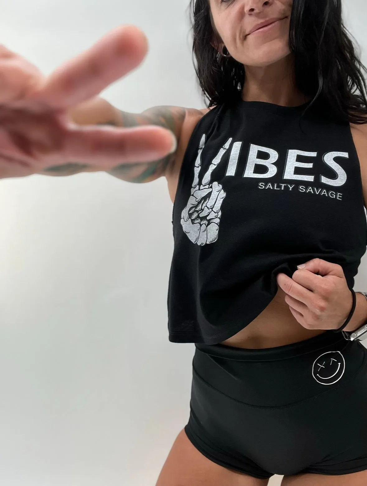 Ladies "Vibes" Flowy Crop Tank