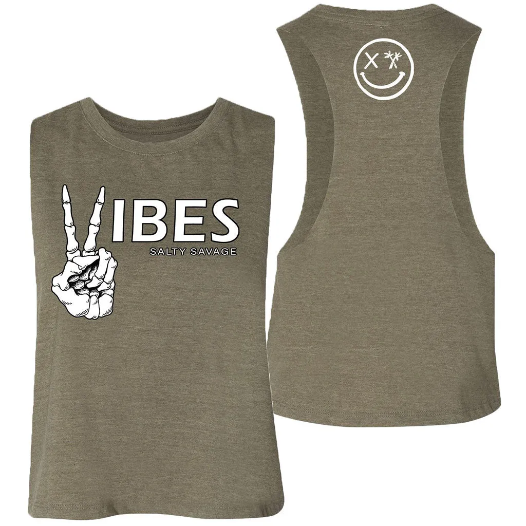 Ladies "Vibes" Flowy Crop Tank