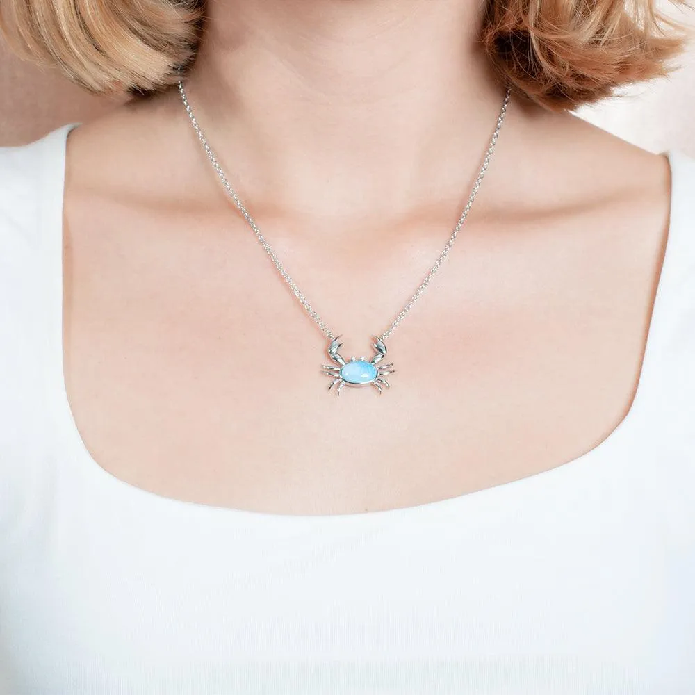 Larimar Friendly Crab Necklace