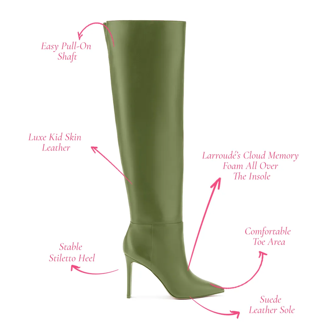 Larroudé x Jennifer Fisher Boot In Olive Leather