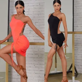 Latin Practice Dress in Vibrant Orange & Classic Black | 2410