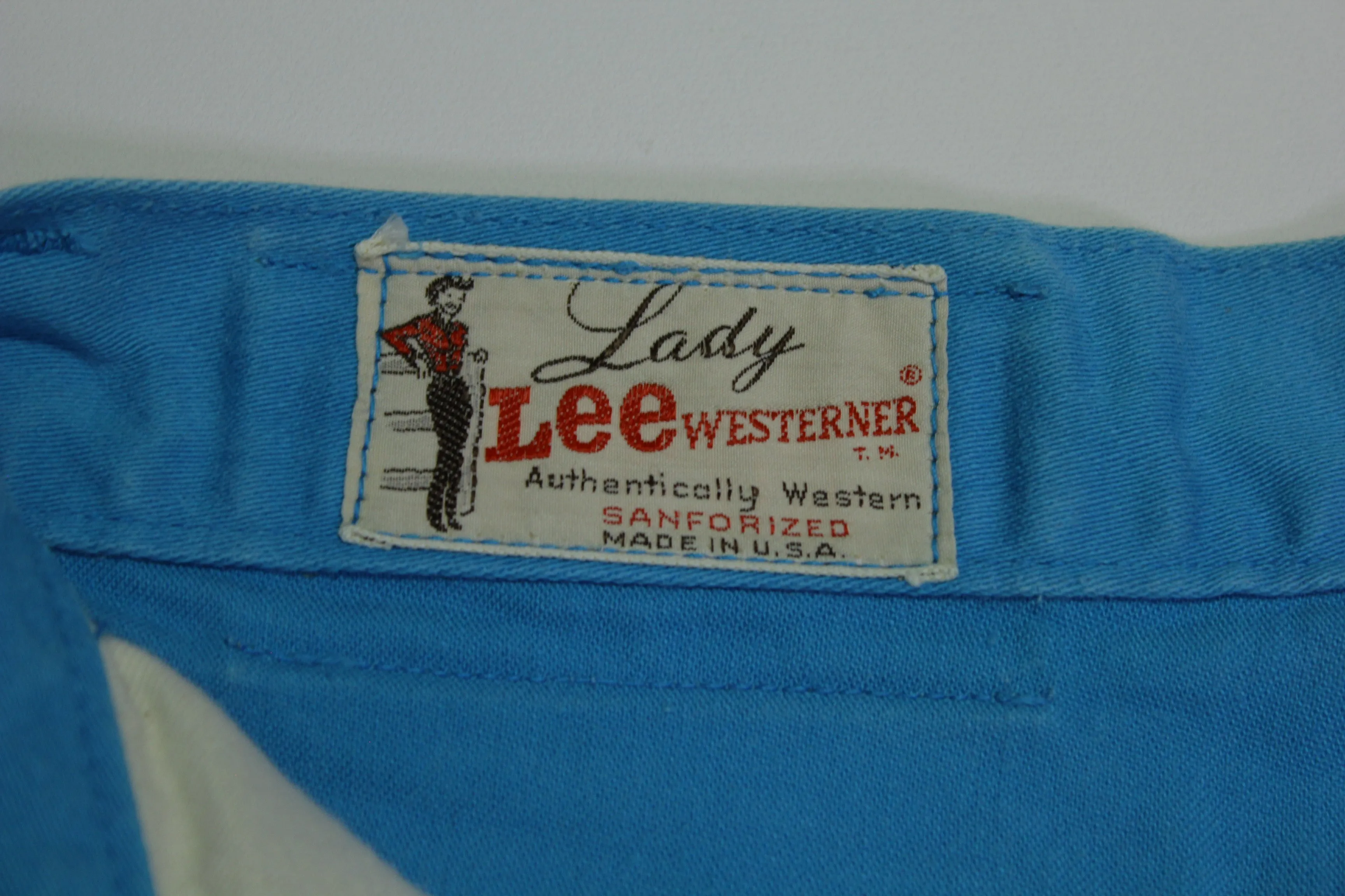 Lee Lady Westerner Vintage 50's 60's Sanforized Sky Blue Denim Jeans