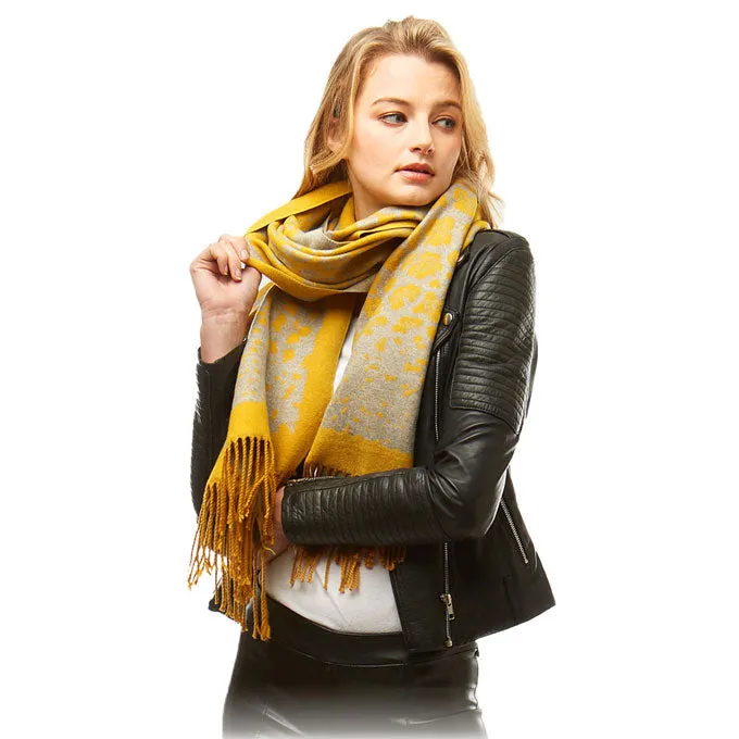 Leopard Pattern Cashmere Feel Oblong Scarf