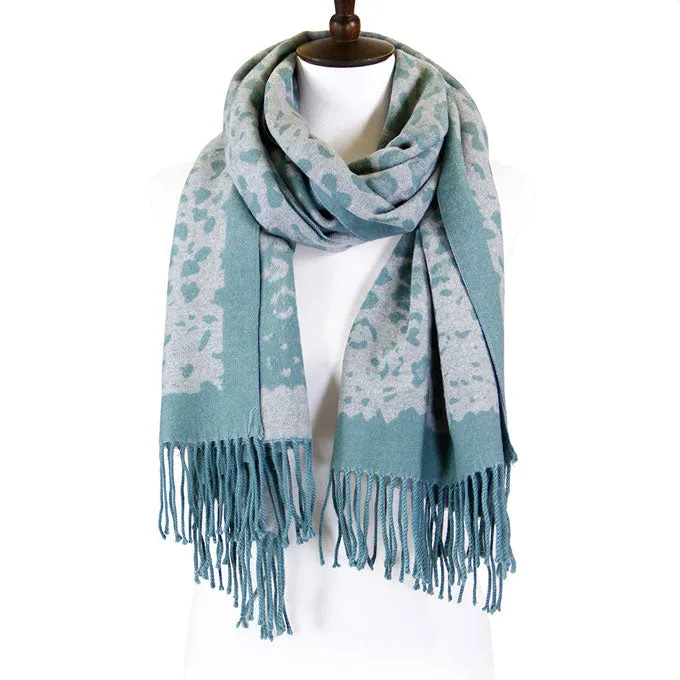 Leopard Pattern Cashmere Feel Oblong Scarf