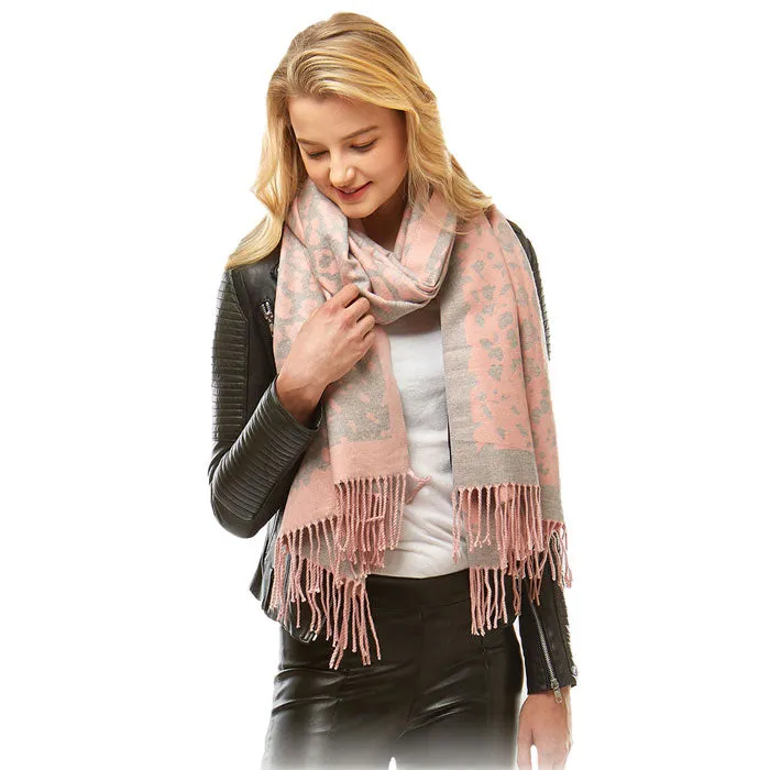 Leopard Pattern Cashmere Feel Oblong Scarf