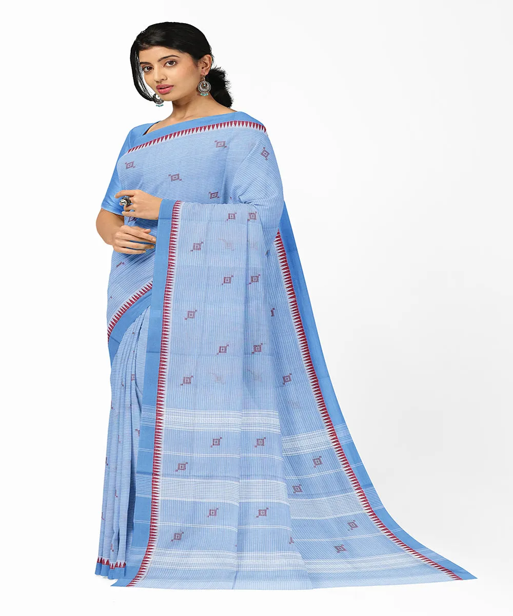 Light blue butta handwoven rajahmundry cotton saree