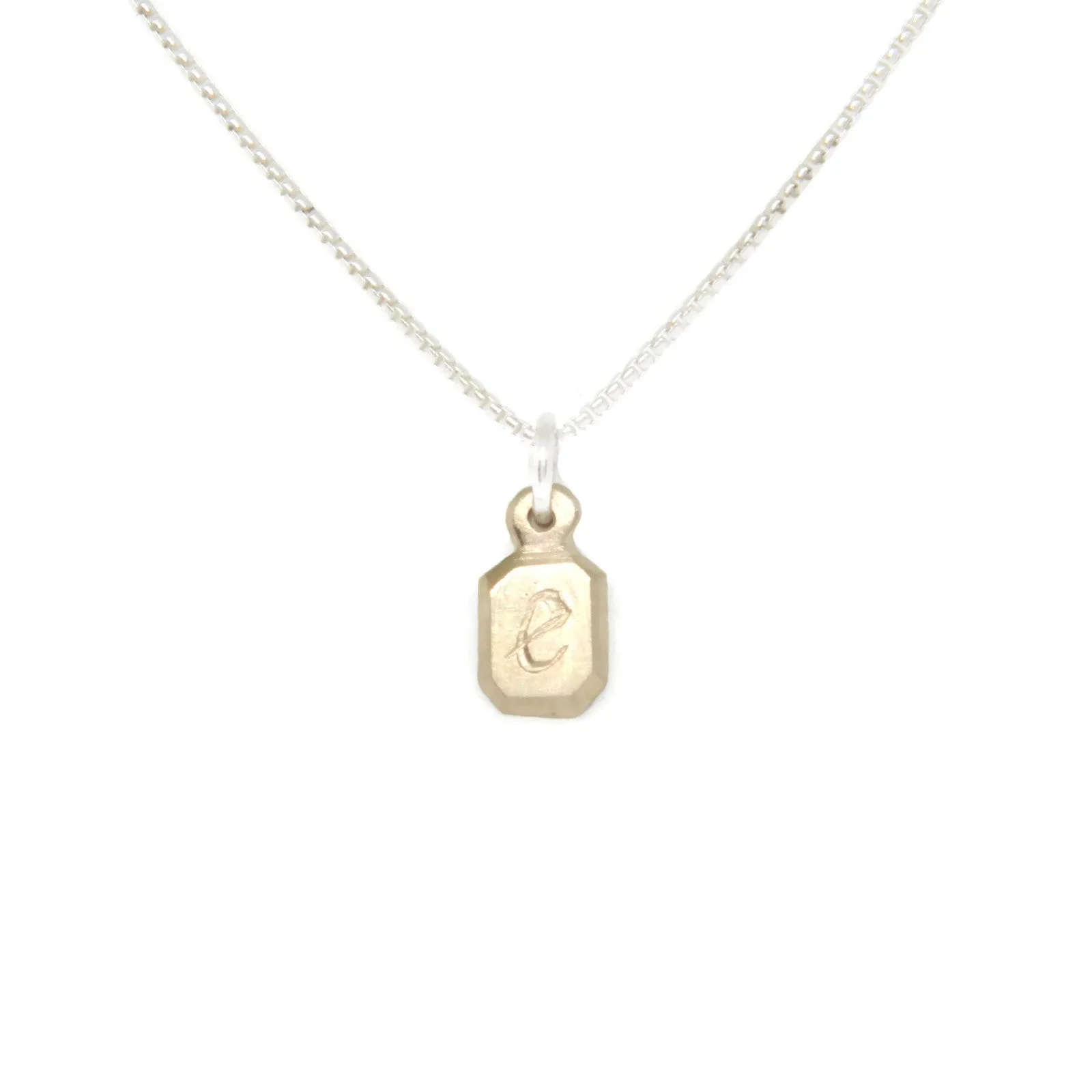 Lil' love letters custom tag necklace-14k Yellow Gold on silver chain