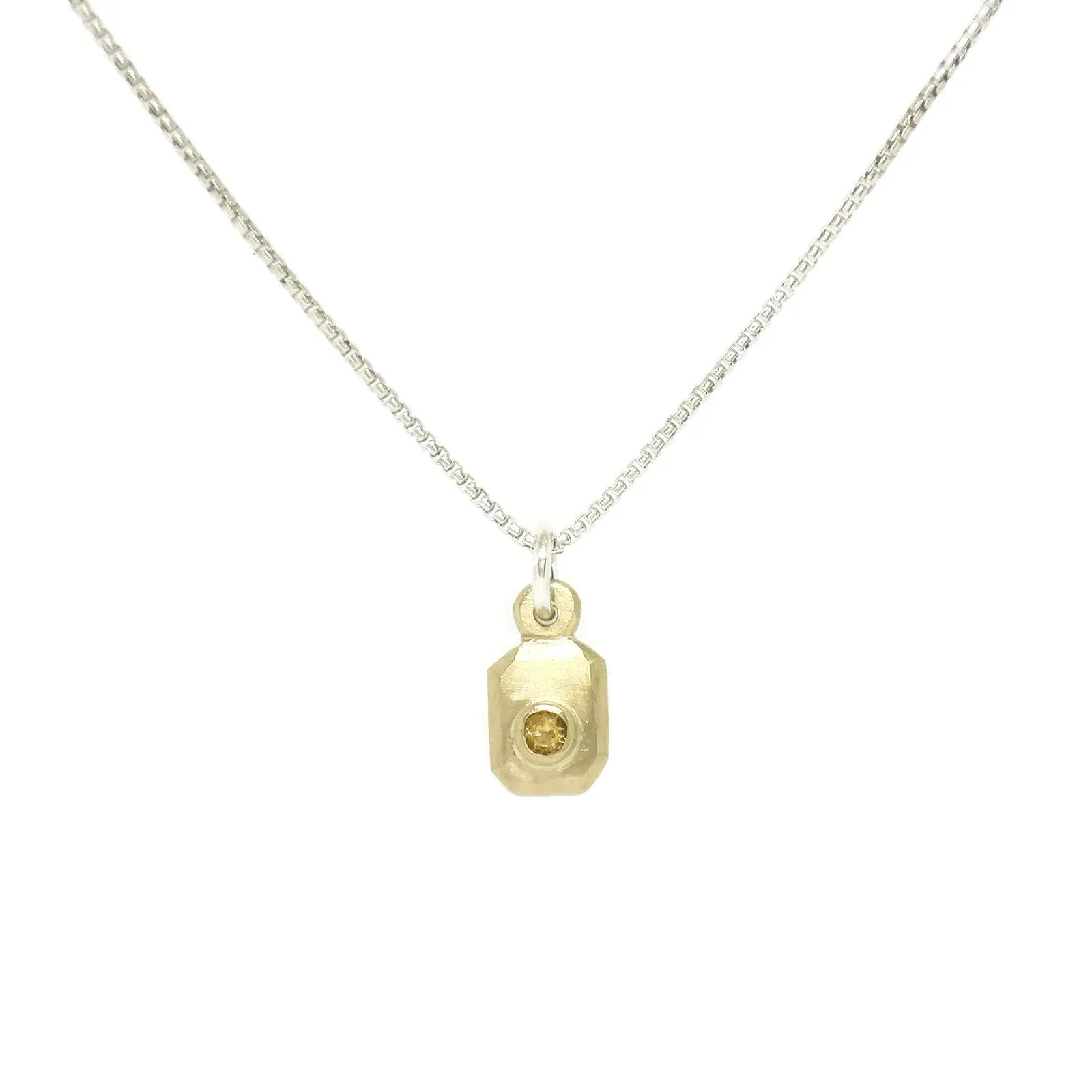 Lil' love letters custom tag necklace-14k Yellow Gold on silver chain