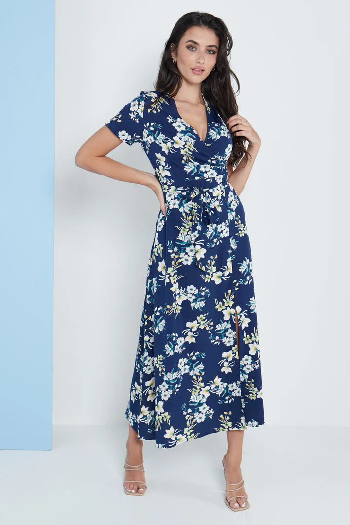 Lilura London Wrap Front Maxi Dress In Floral Print