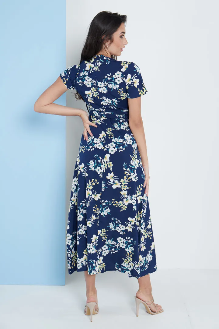 Lilura London Wrap Front Maxi Dress In Floral Print