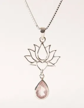 Lotus Rose Quartz Gemstone Pendant