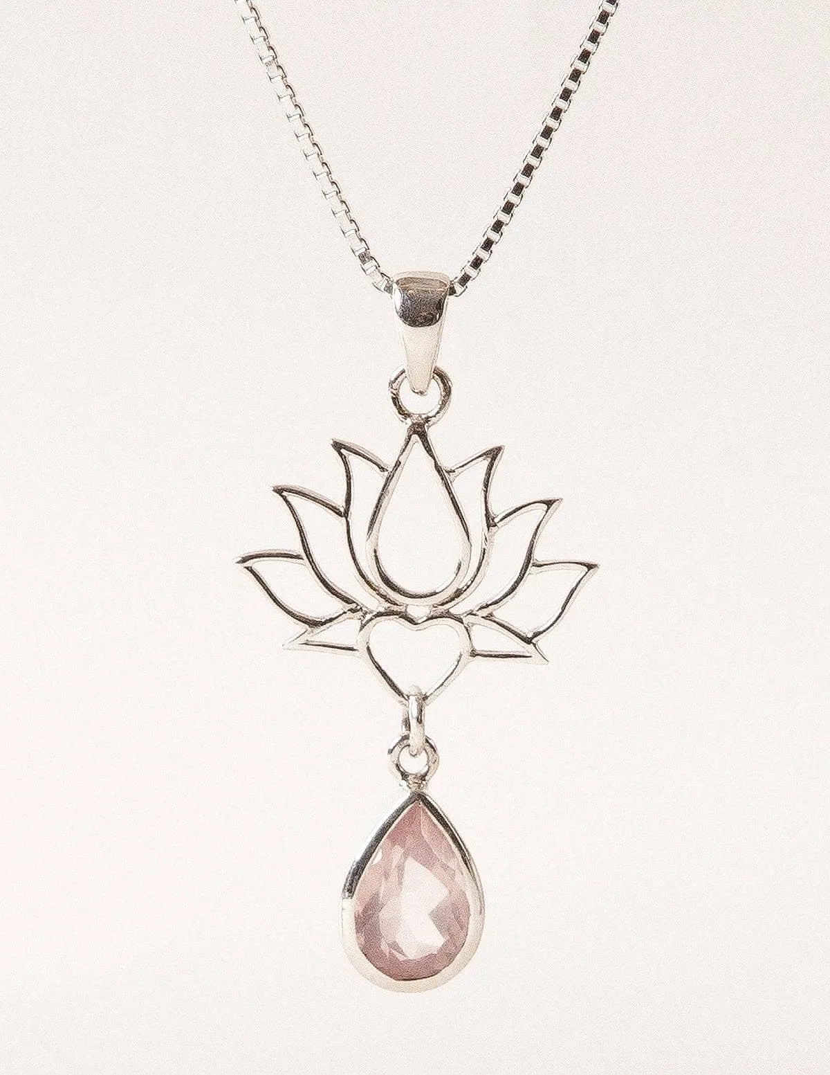 Lotus Rose Quartz Gemstone Pendant