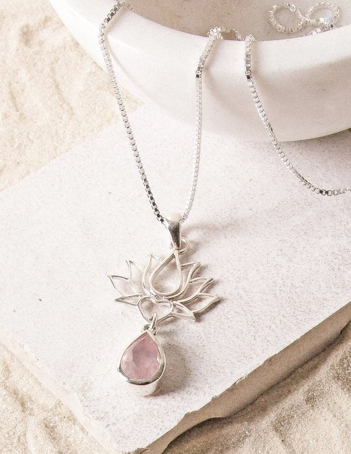 Lotus Rose Quartz Gemstone Pendant