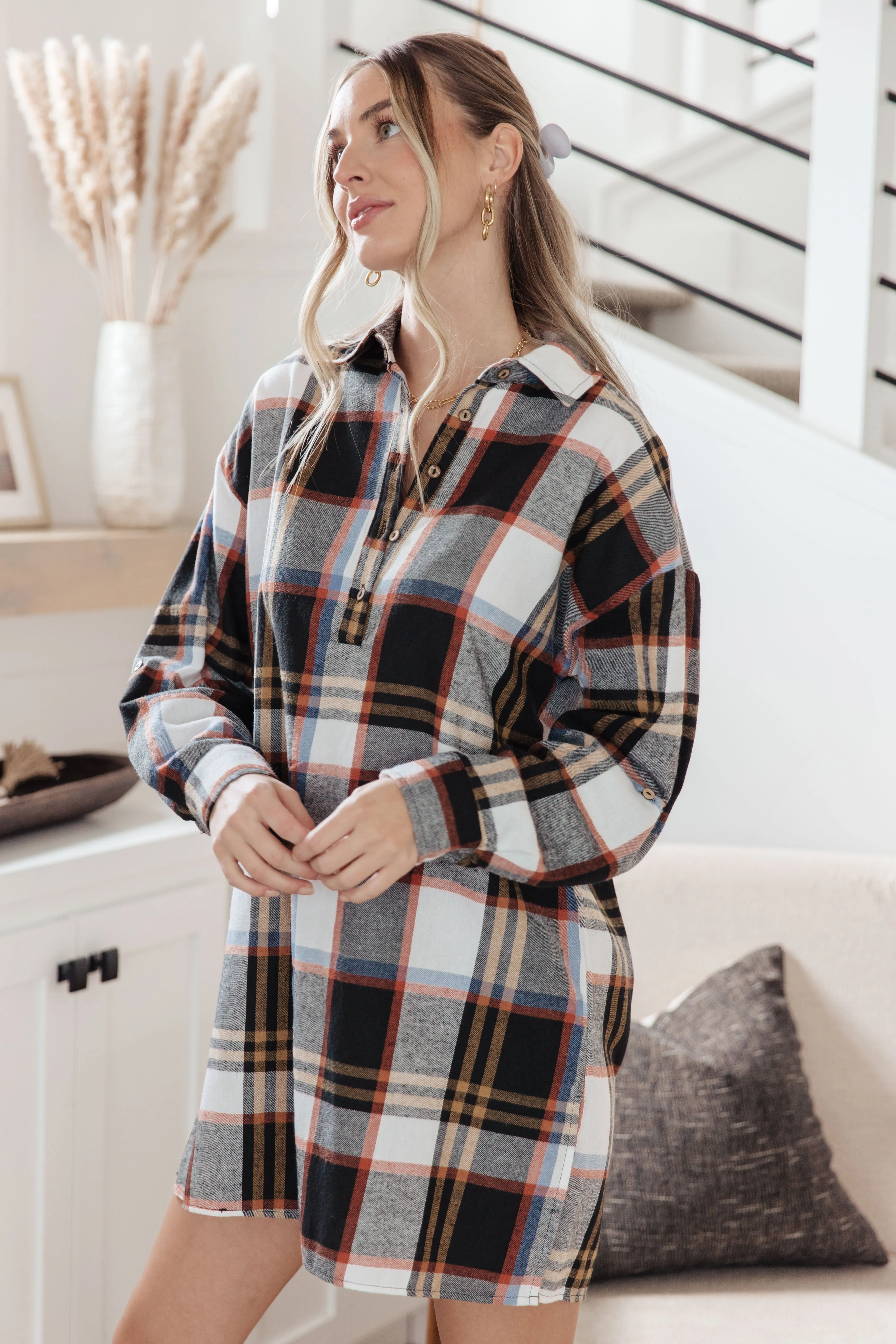 Make it Right Plaid Shirt Dress