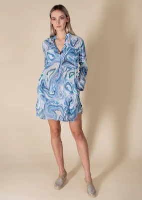 Marble-Lite Print Cotton Kaftan