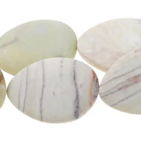 MATTE Australian Butter Jasper 25x35mm Free Form Oval 8-Inch