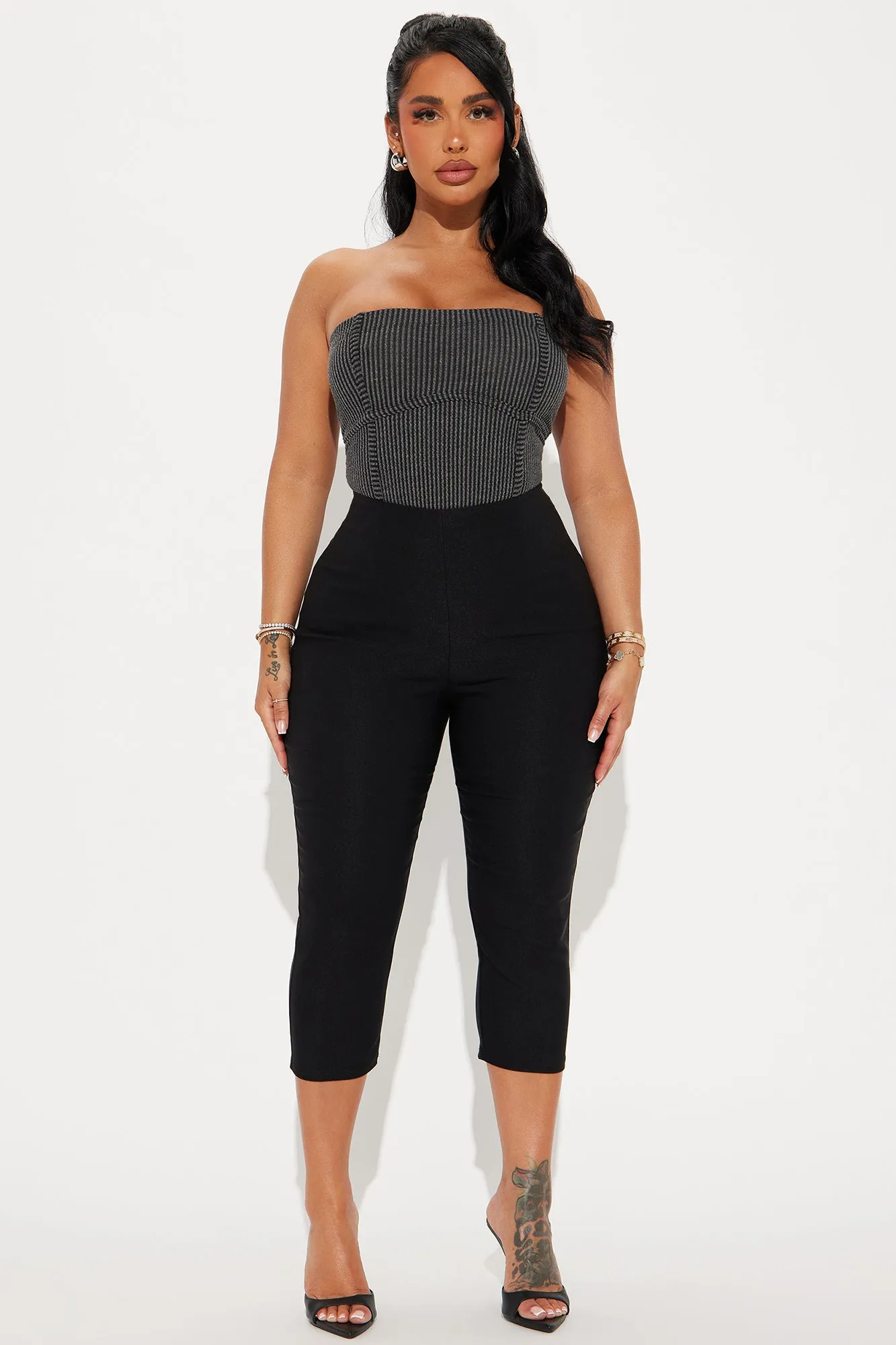 Mckenna Ribbed Bodysuit - Charcoal