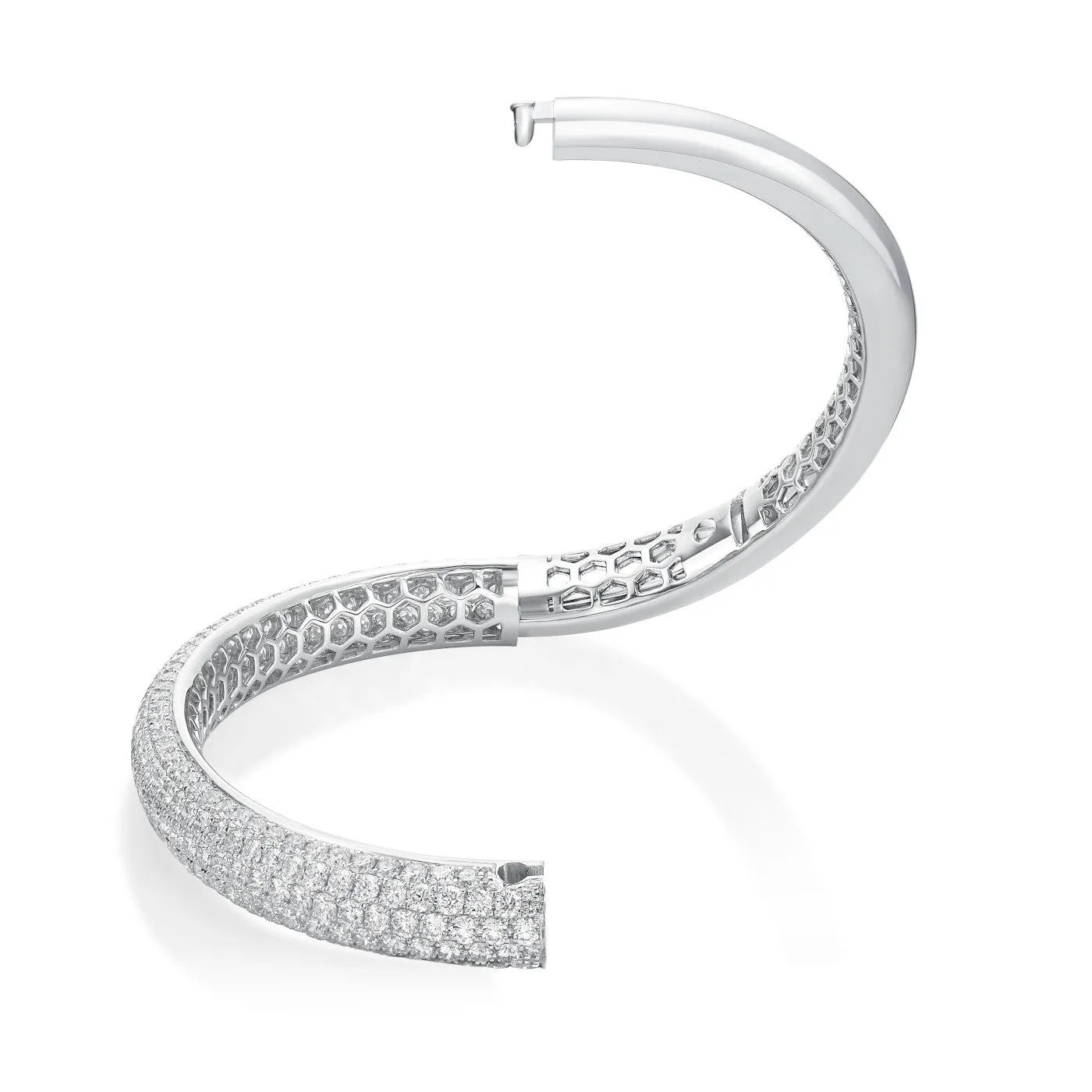 Memoire 18k White Gold Pirouette Pave Diamond Bracelet