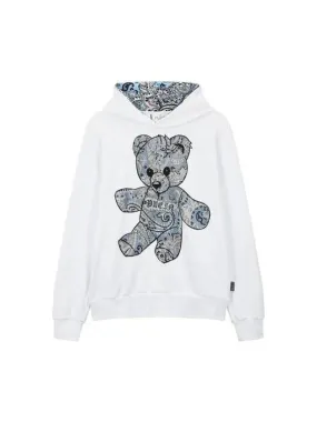 Men s Hotfix Bear Paisley Hooded Sweatshirt White