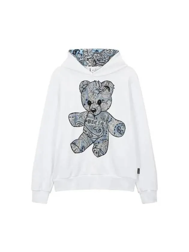 Men s Hotfix Bear Paisley Hooded Sweatshirt White