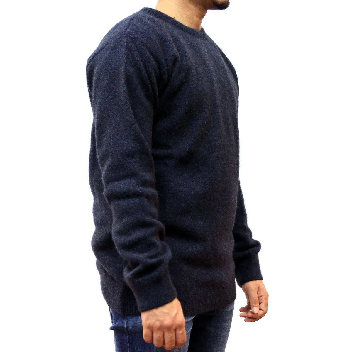 Mens Crew Neck Possum Merino Jumper - Indigo