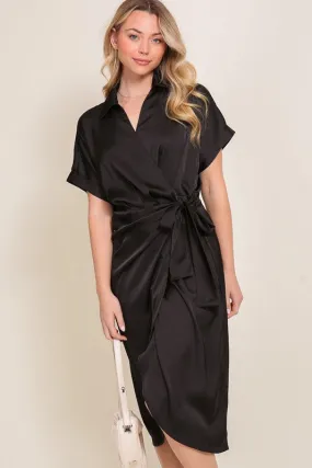 MOLLY SATIN WRAP DRESS [ONLINE EXCLUSIVE]