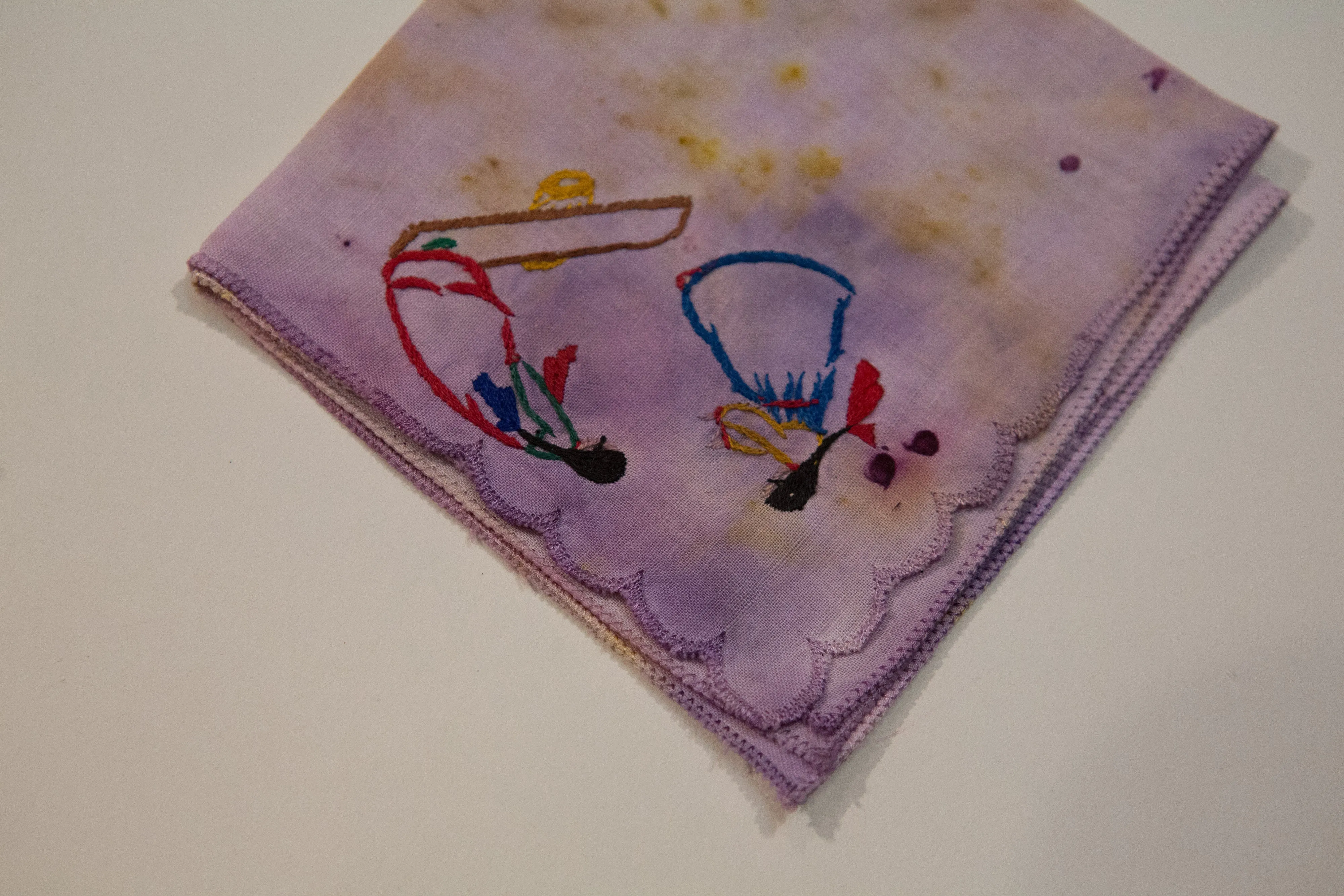 Naturally dyed embroidered handkerchiefs