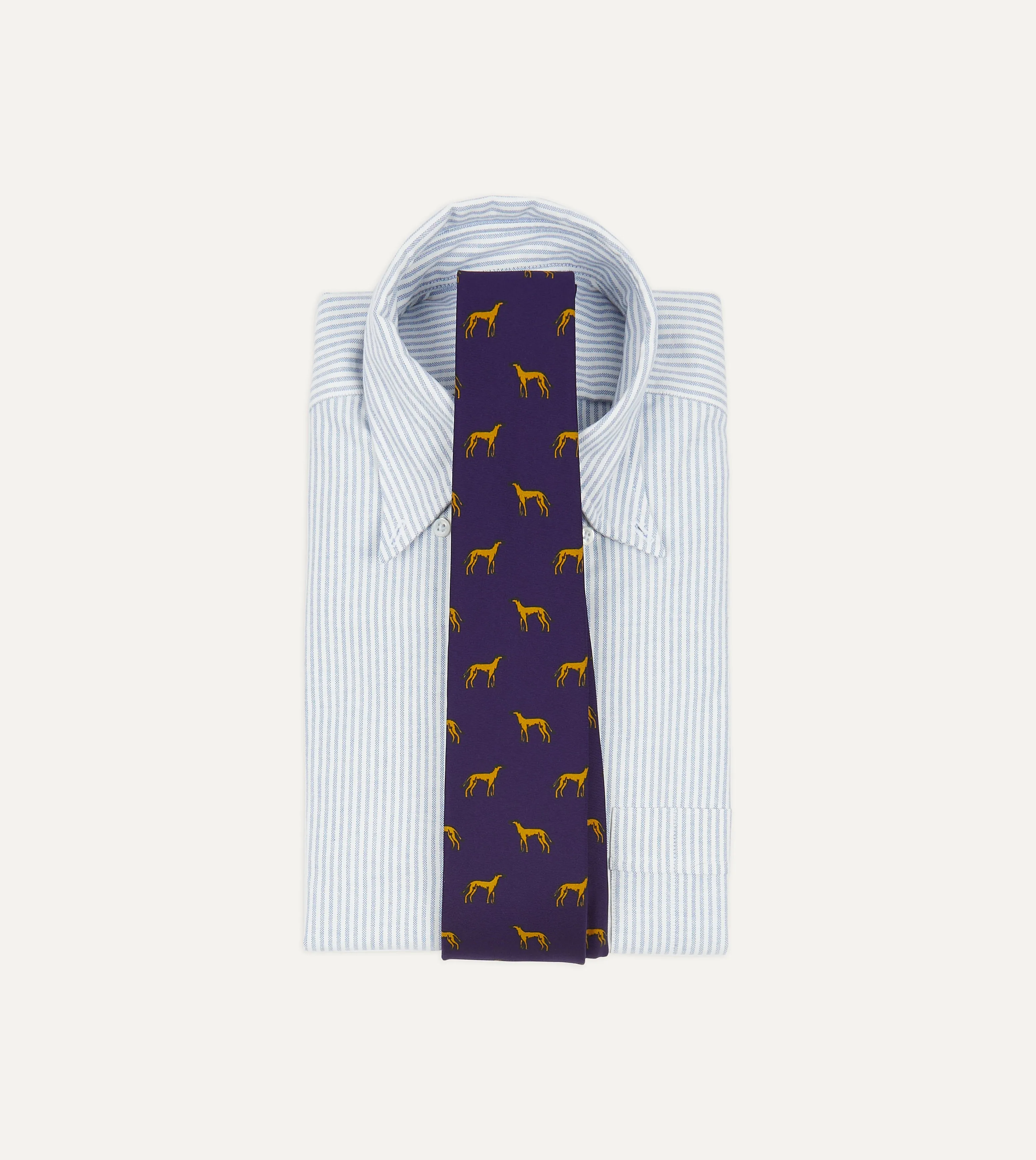 Navy and Yellow Dog Print Silk Tie