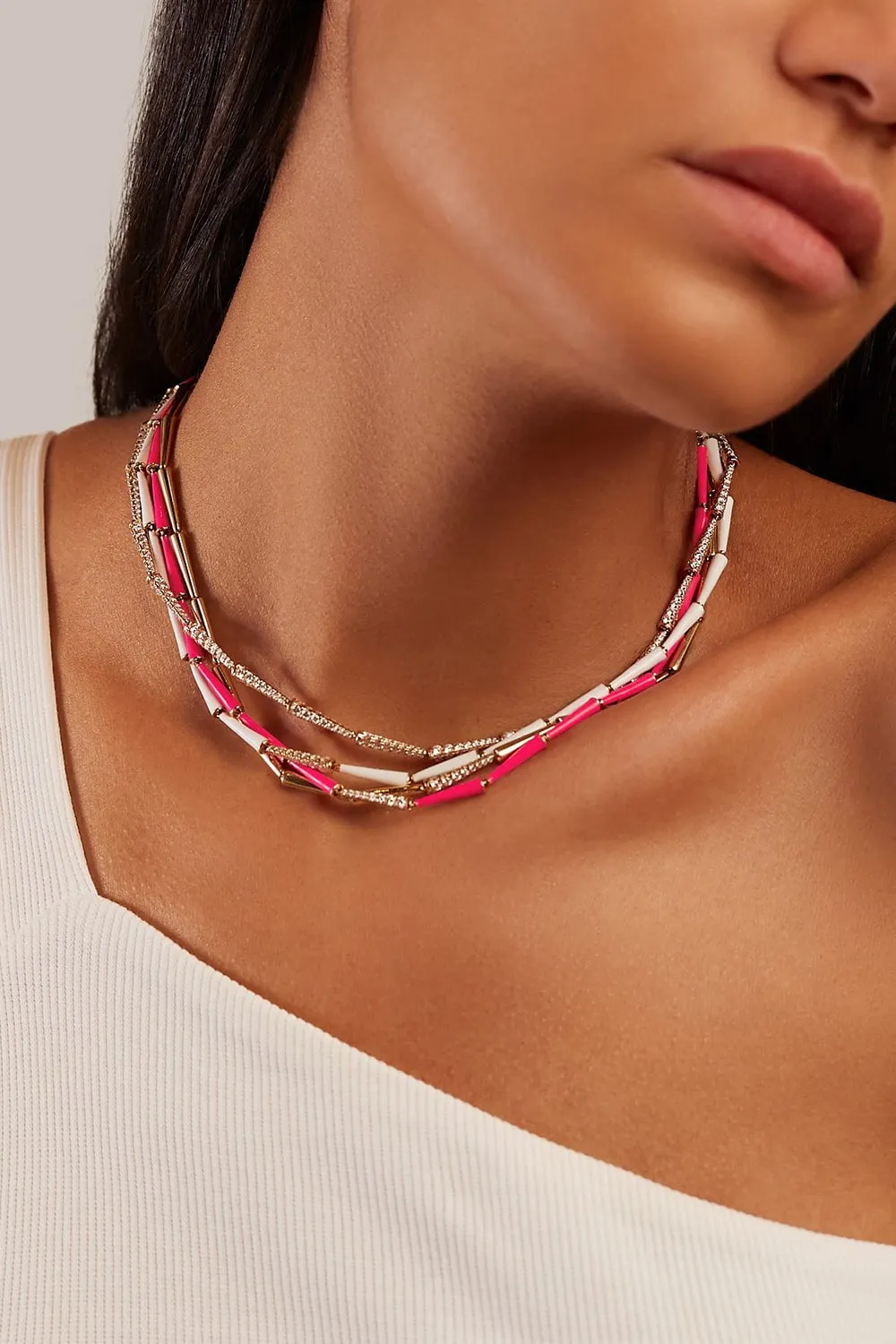 Neon Pink Lola Linked Necklace