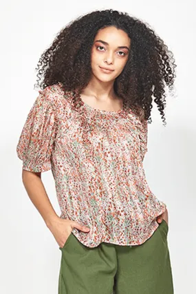 Never Tangerine Floral SS Blouse