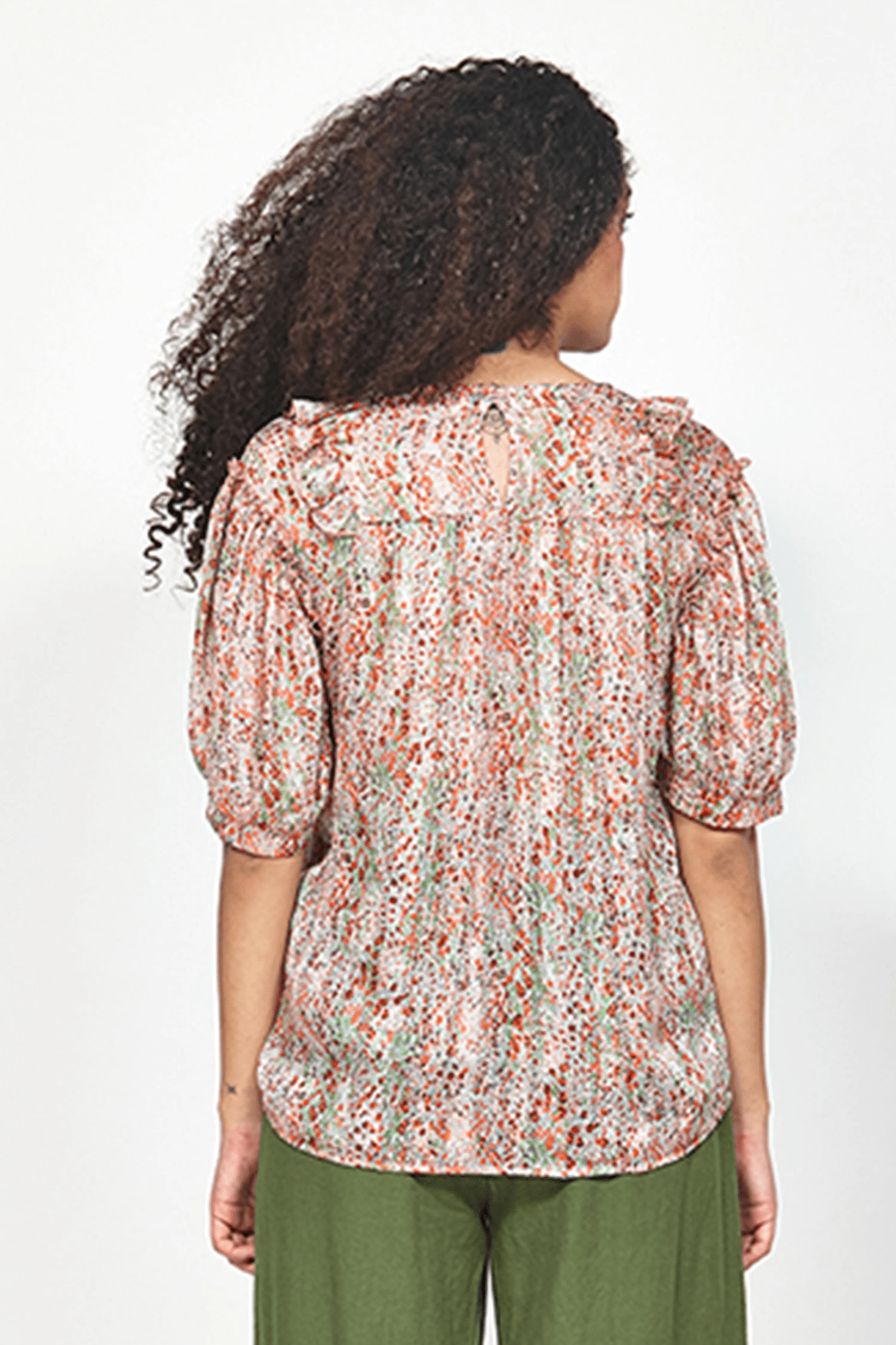 Never Tangerine Floral SS Blouse