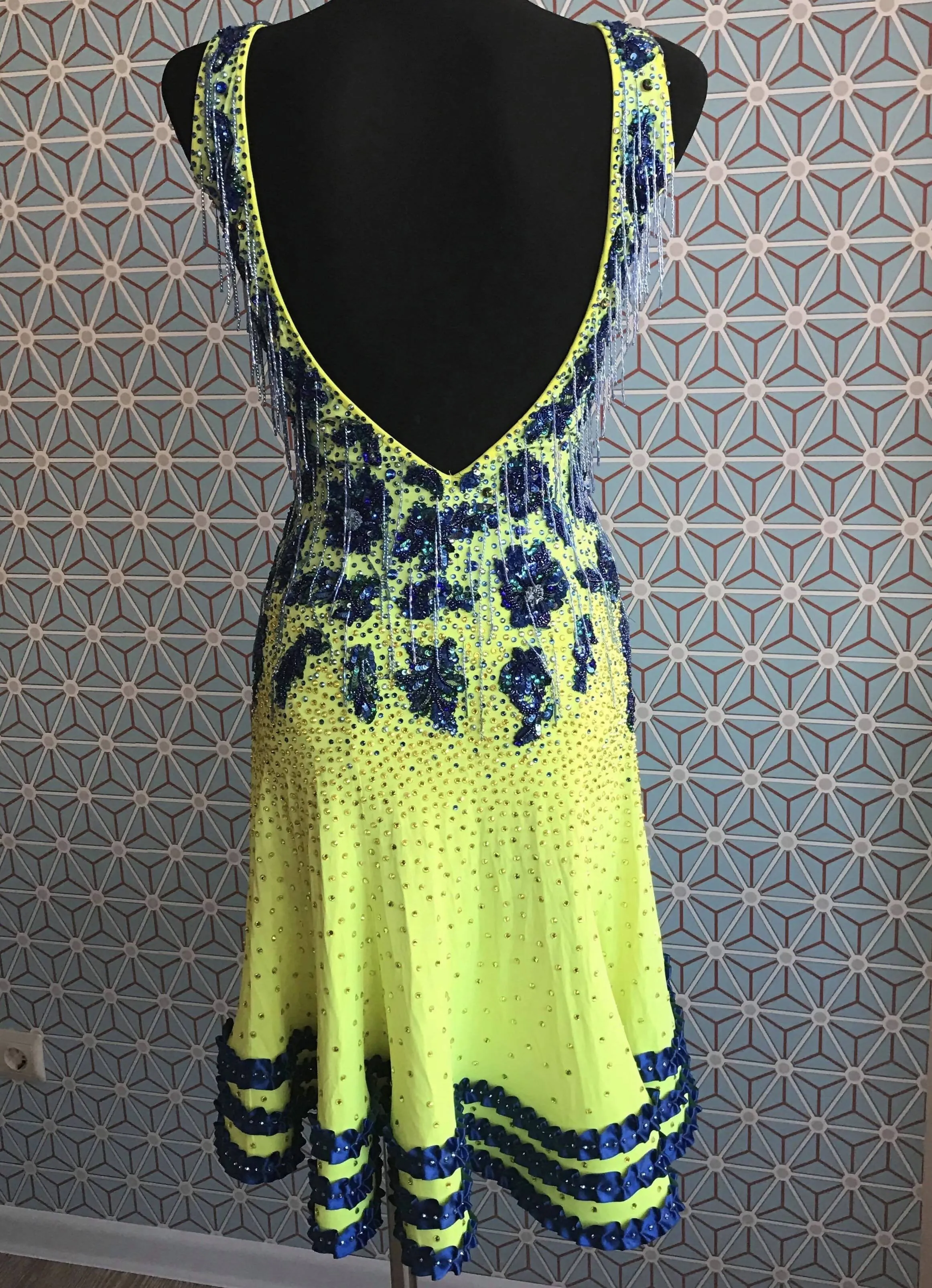 New Navy Lime Latin Dress