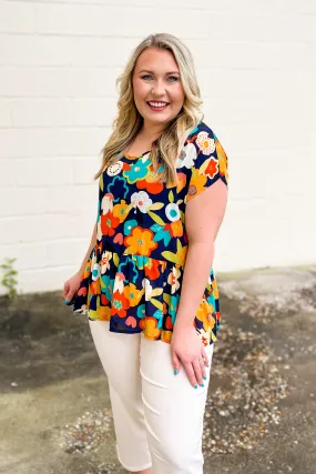 Nothing But Floral Top, Navy