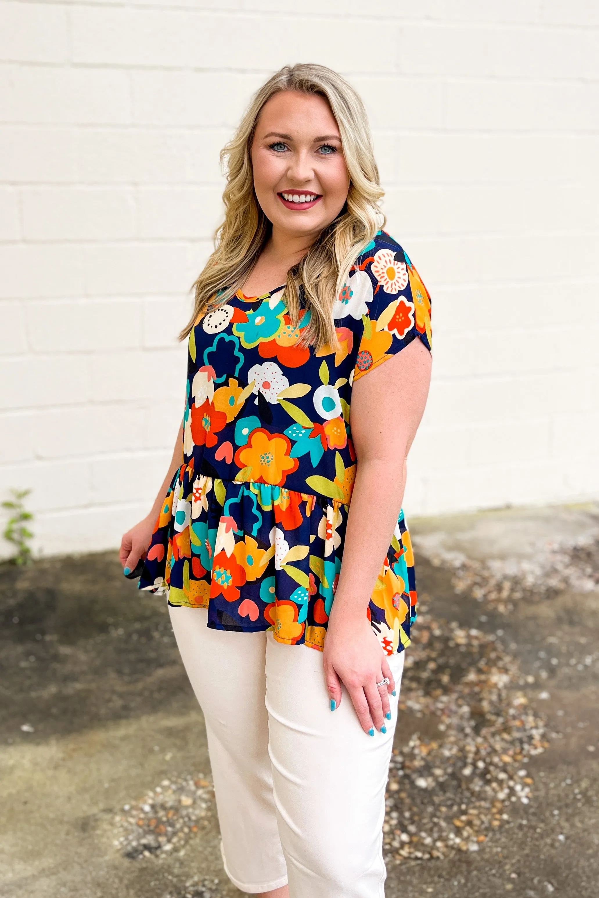 Nothing But Floral Top, Navy