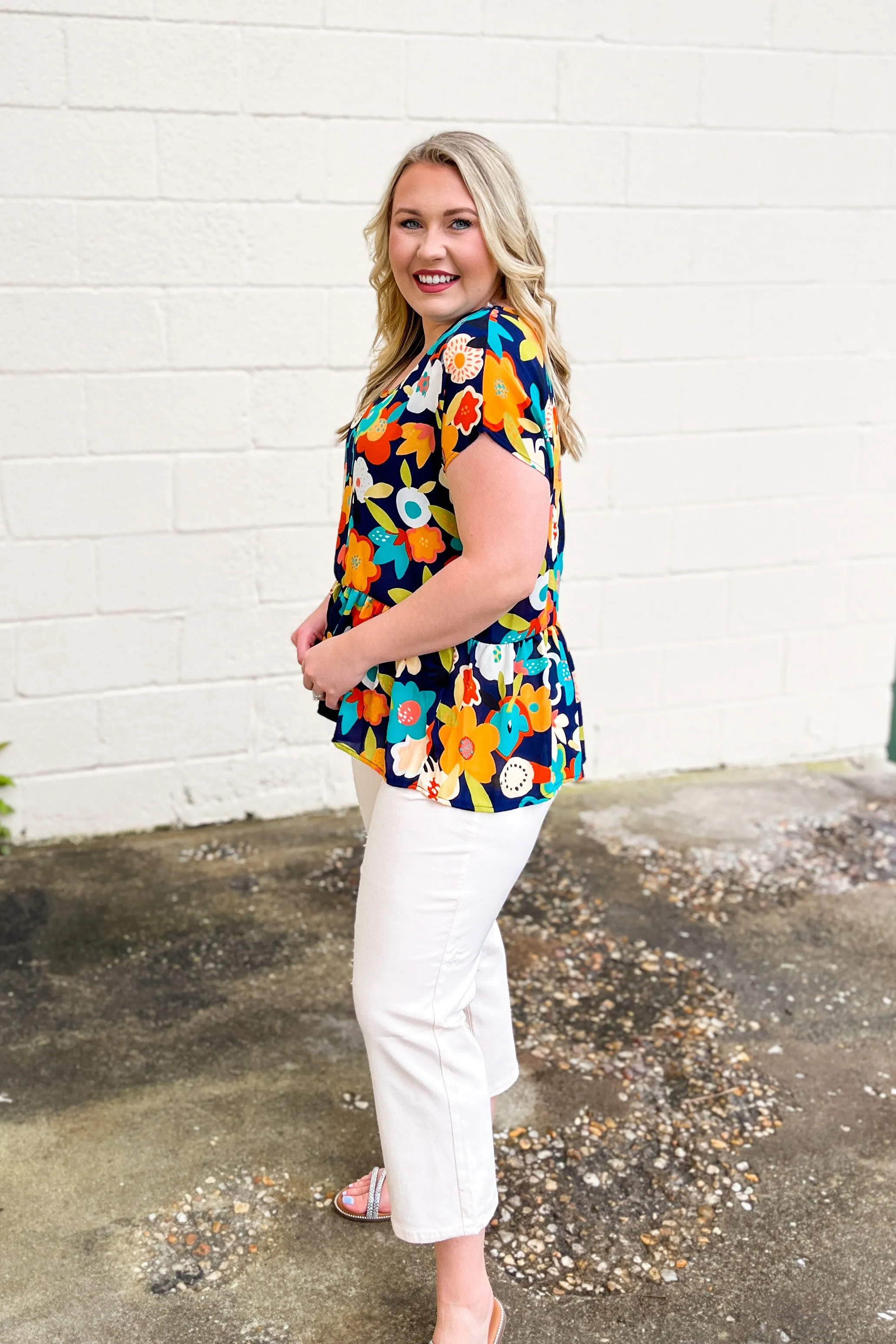 Nothing But Floral Top, Navy