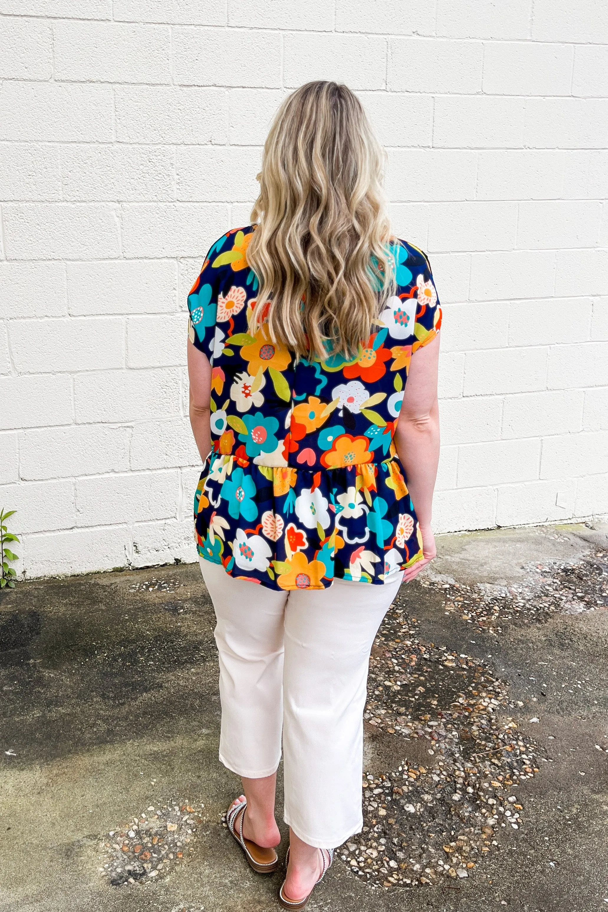 Nothing But Floral Top, Navy