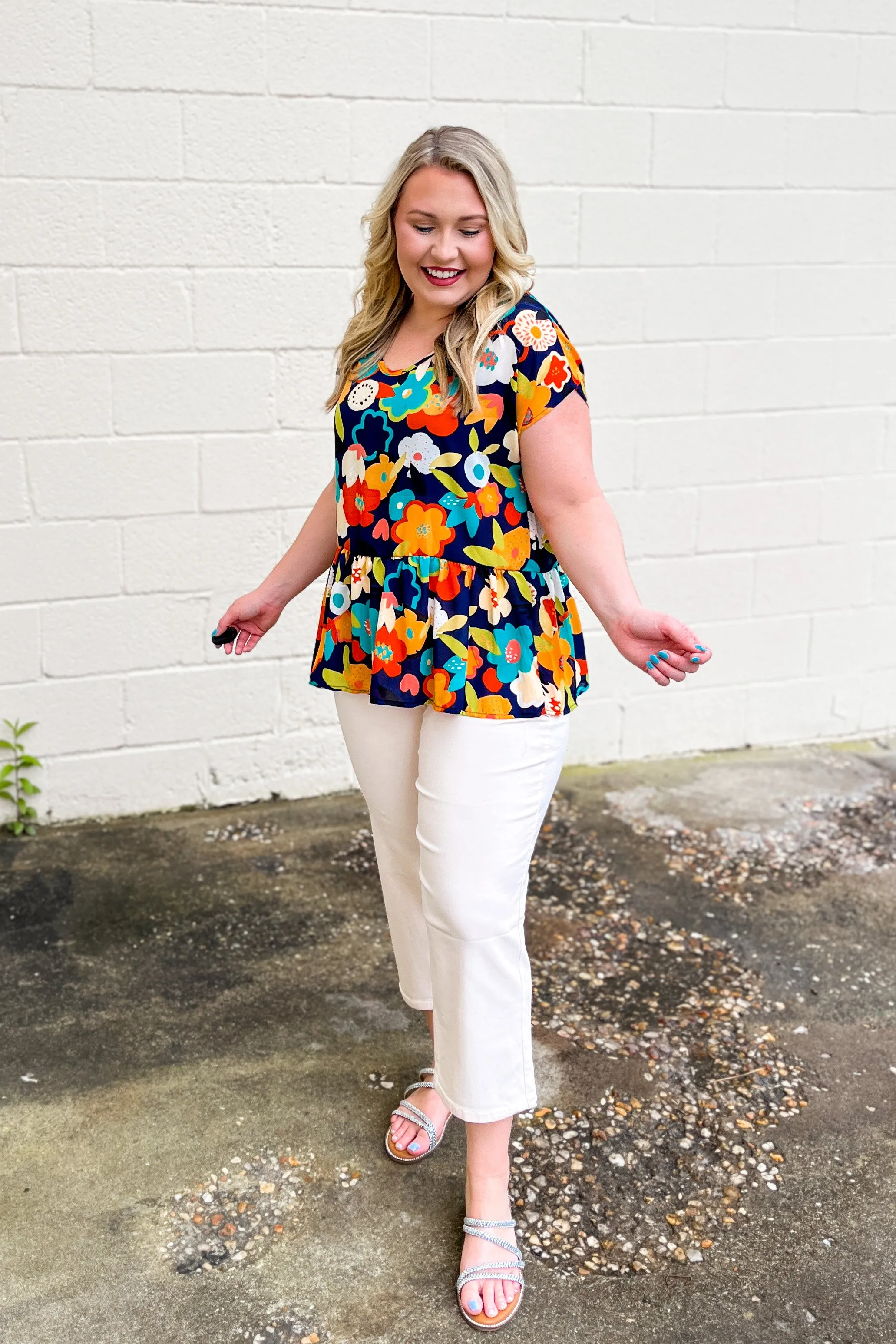 Nothing But Floral Top, Navy