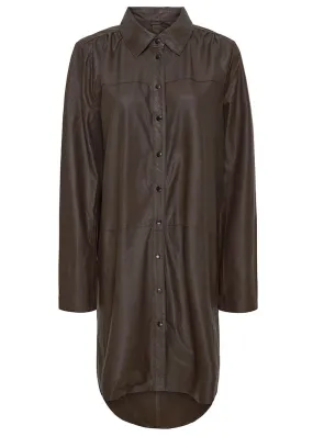 Notyz Oversized Shirt Dress 11112 Skindkjole - Chocolate Brown