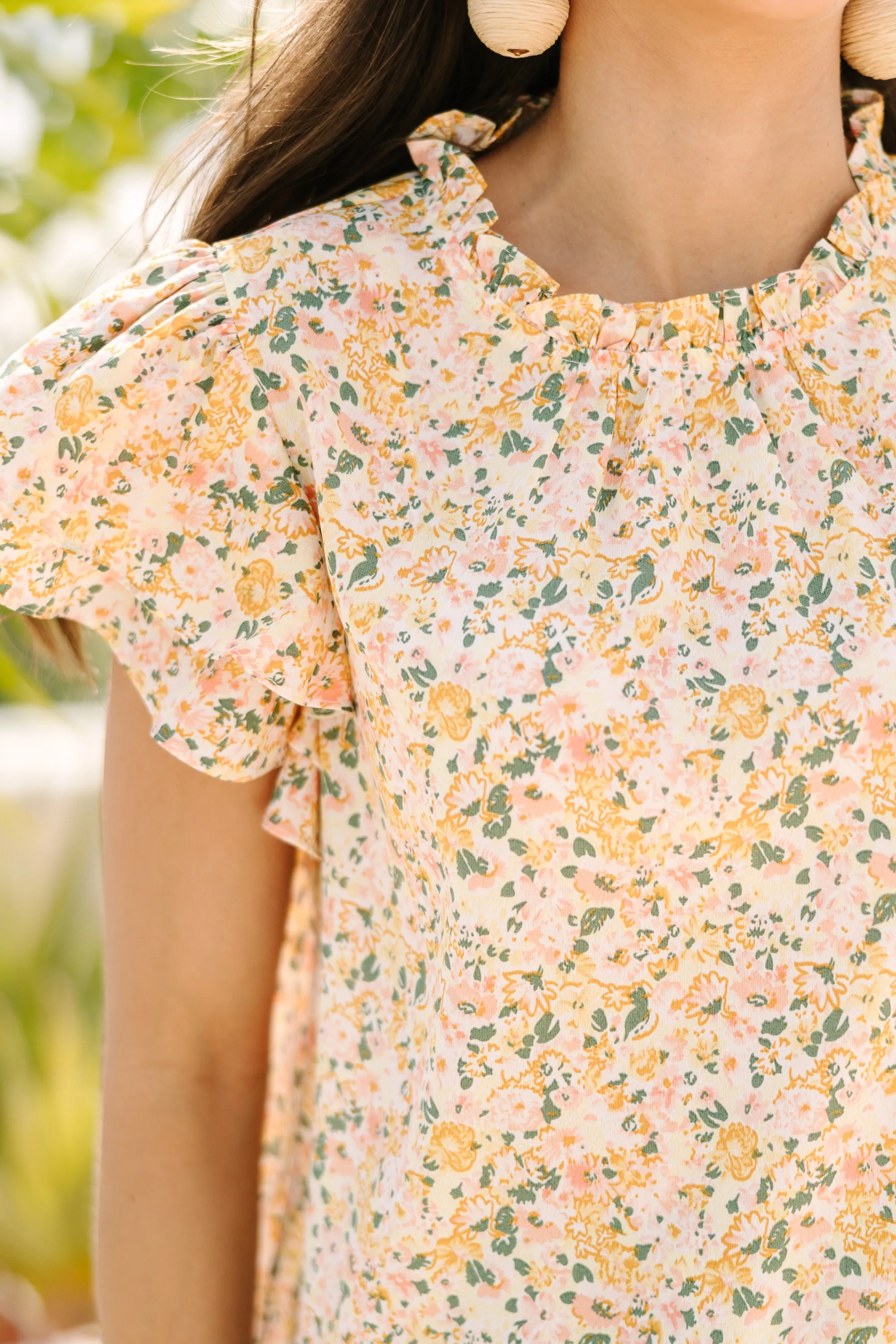 On Your Heart Yellow Ditsy Floral Blouse