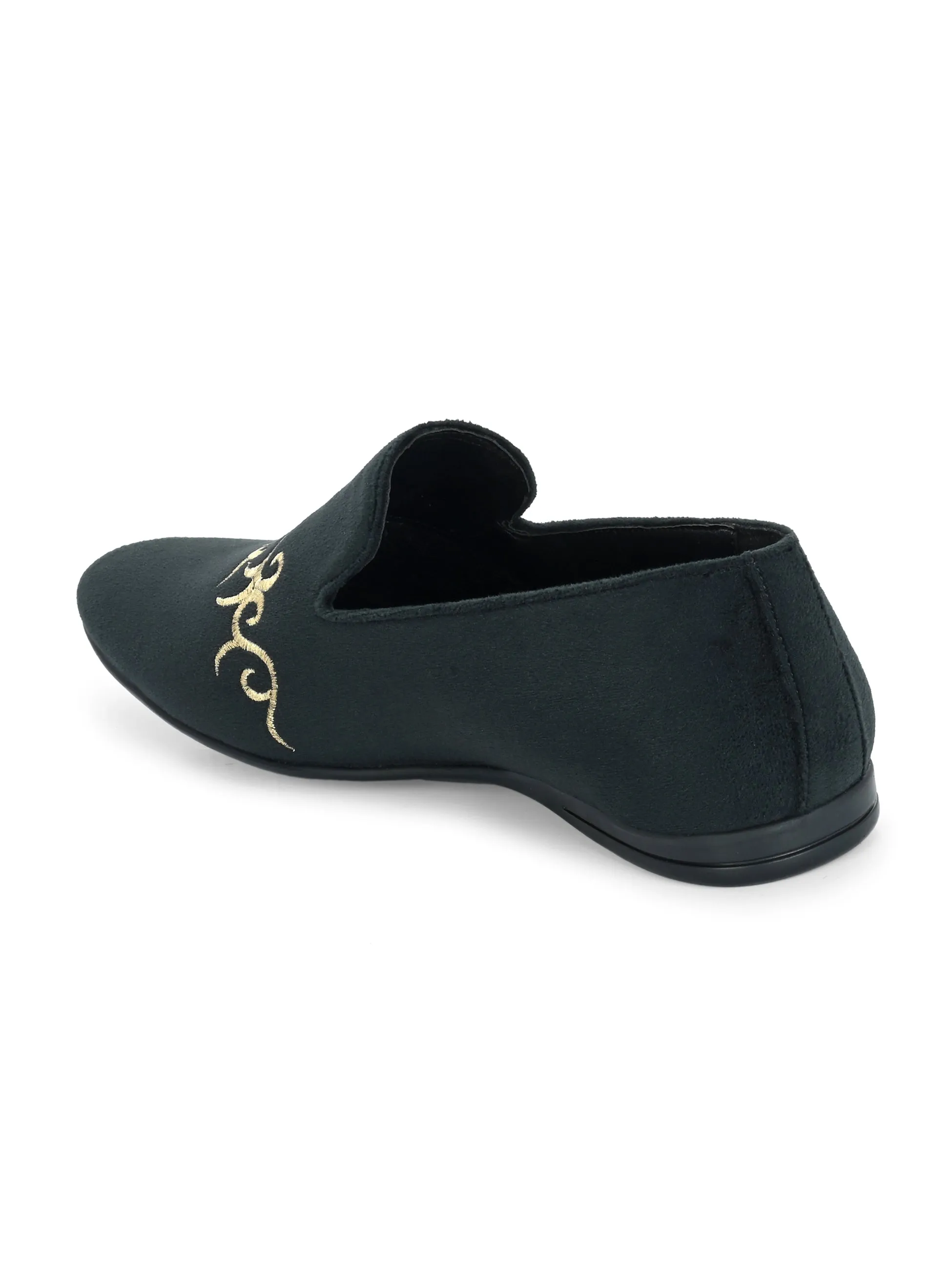 Palladio Black Embroidered Loafers