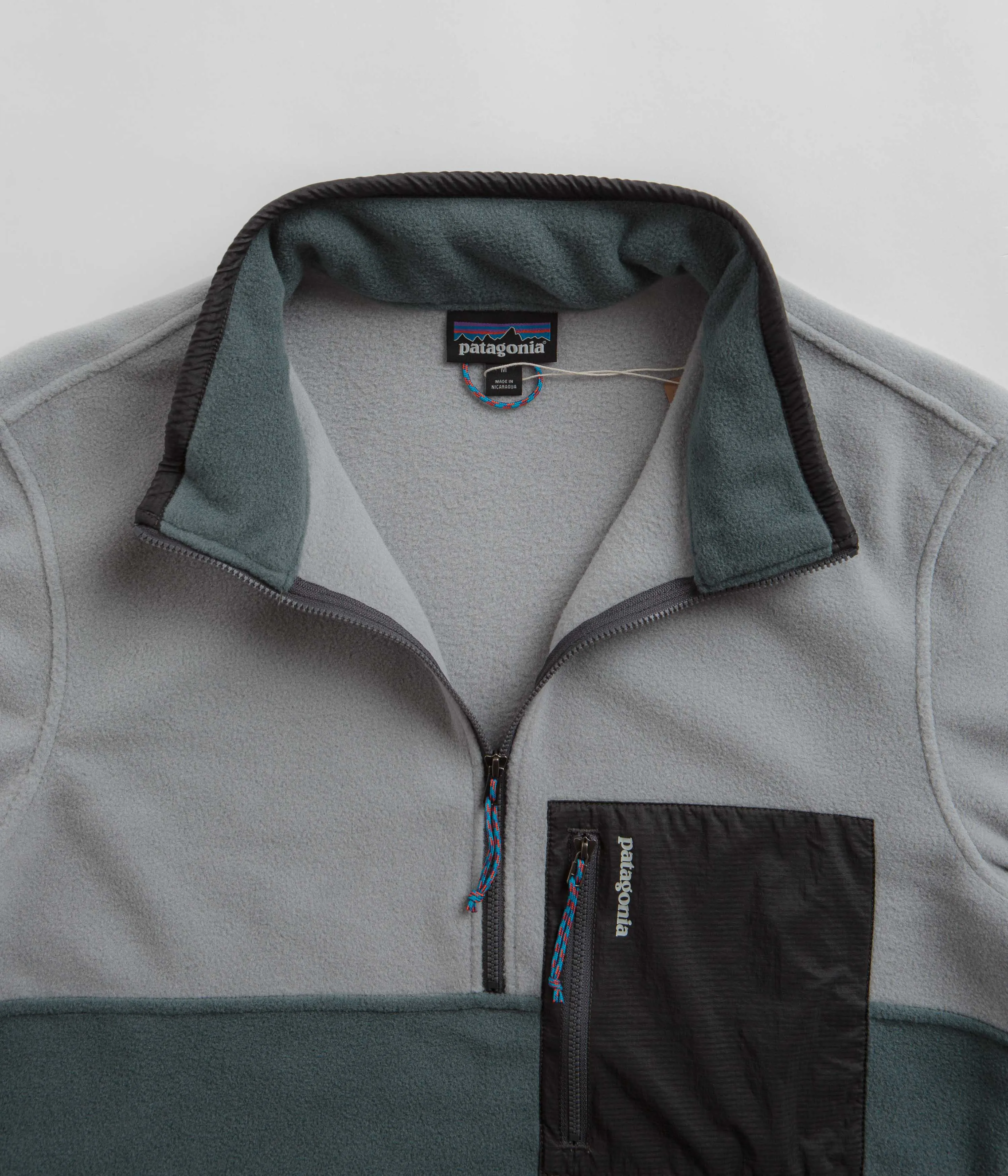 Patagonia Microdini 1/2 Zip Pullover Fleece - Nouveau Green / Salt Grey