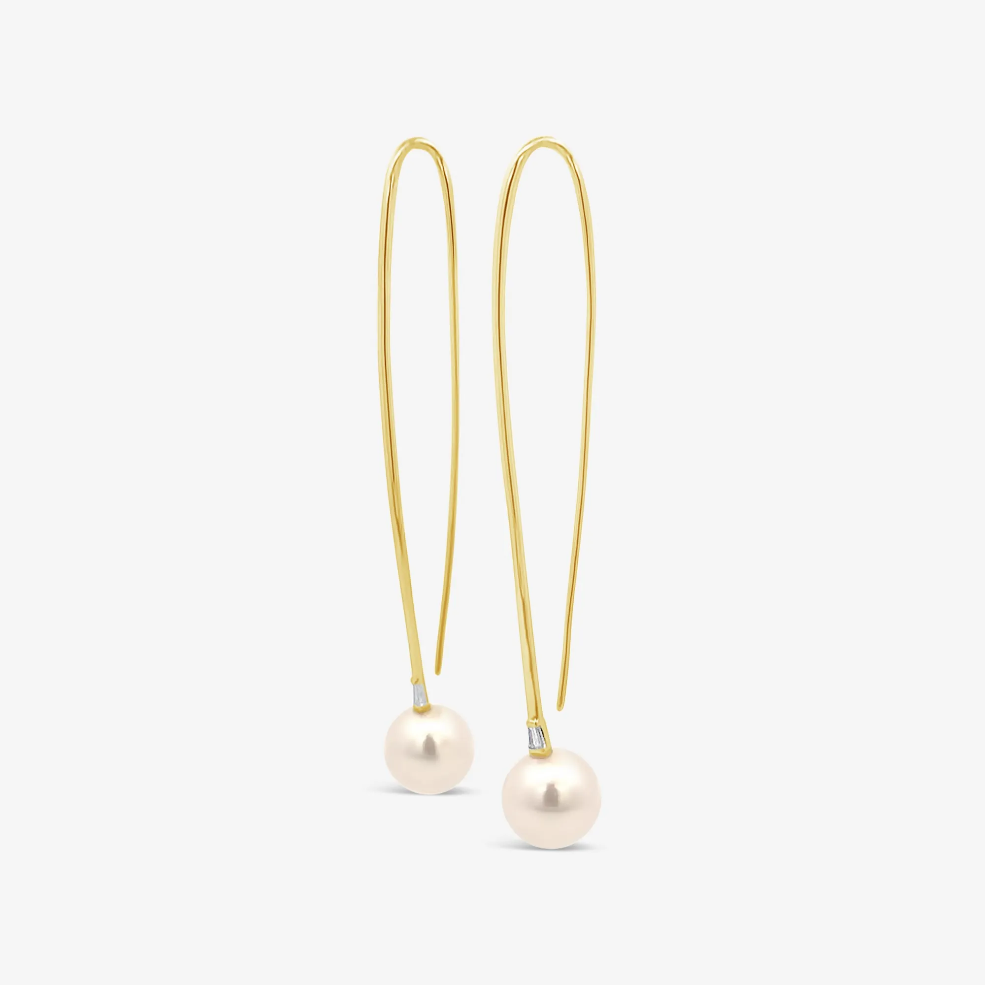 Pearl & Diamond Elongated Drop Earrings