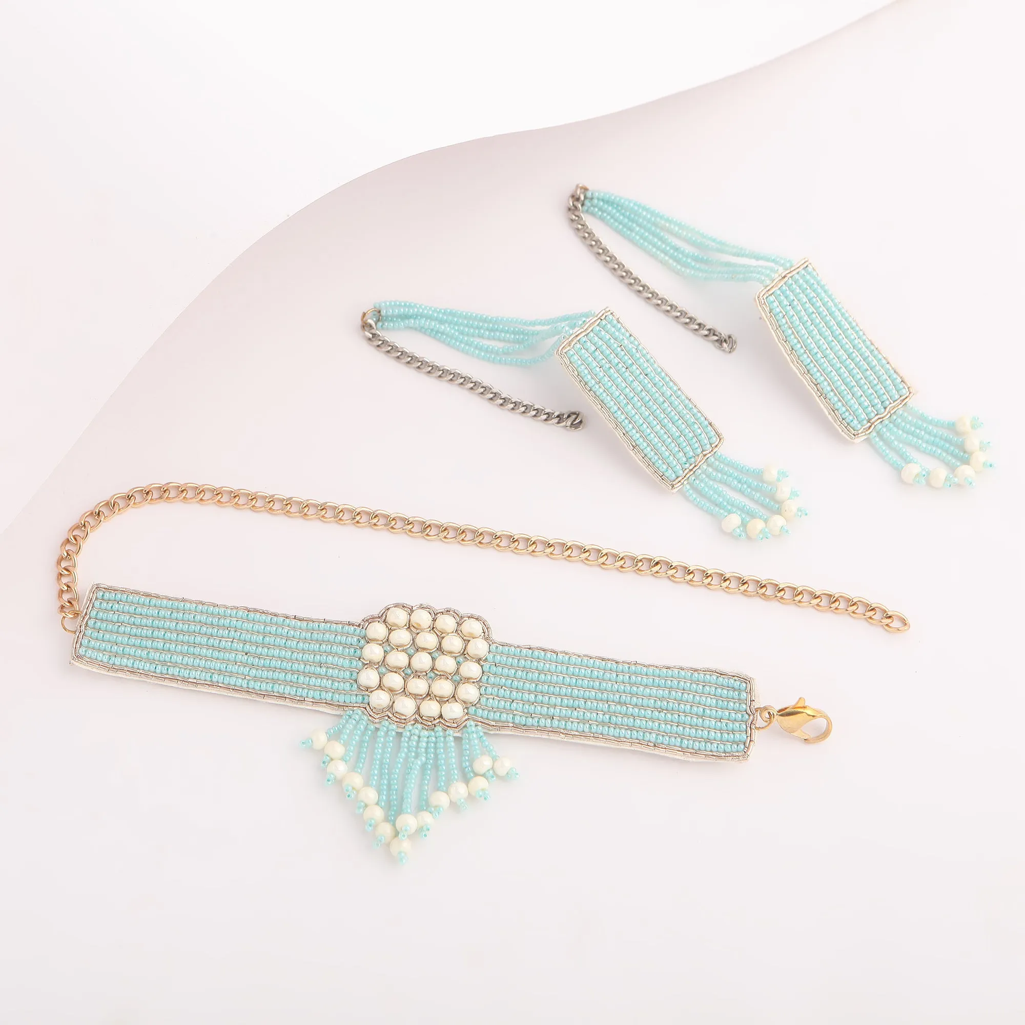 Pearl Teal Hand Embroidered Wedding Set